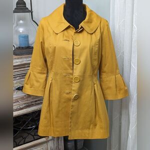 Eden Court Bell Sleeve Trench Coat Yellow Size Small Vintage